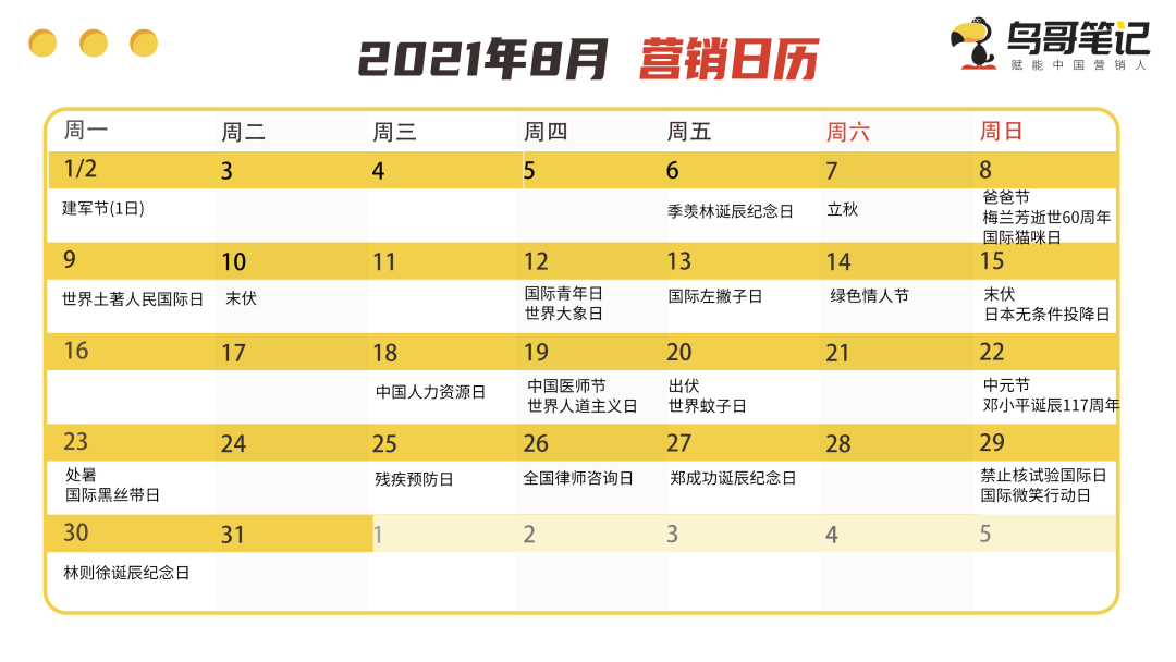 借势营销必备神器！2021年全年热点日历
